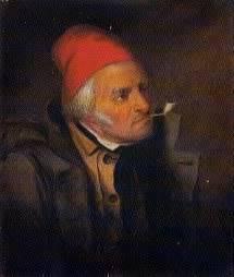 Cornelius Krieghoff 'Man With Red Hat and Pipe' oil painting image